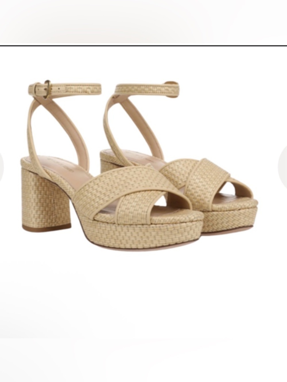 Veronica Beard Danika Raffia Platform Block Heel Sandals Sz 12 summer Resortwear